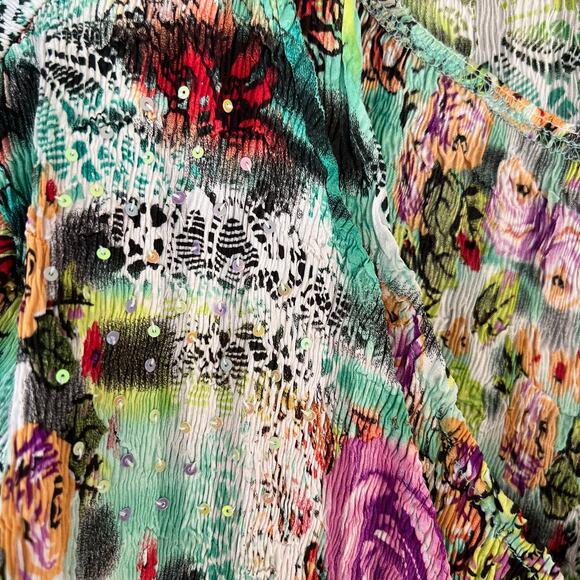 Roberto Makali women’s crinkled roses rhinestone top cardigan set - Picture 9 of 9